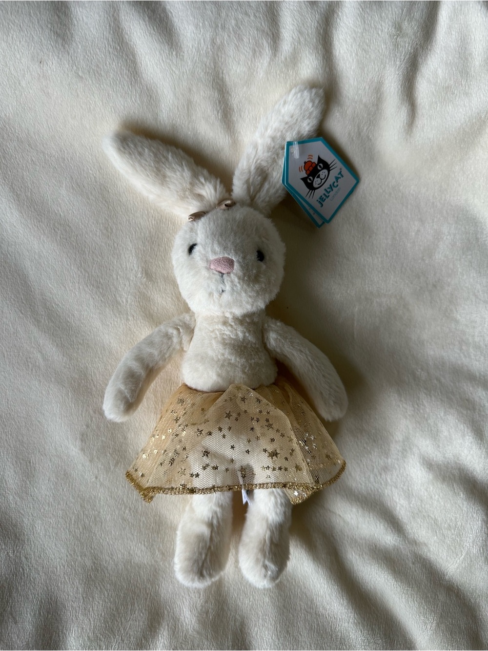 Jellycat Cream Bunny Plush with Gold Star Tulle Skirt